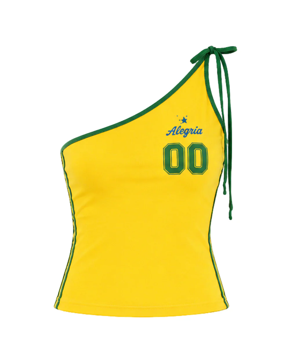 Ladies Brazil Shirt Yellow One Shoulder Crop Top for Football Game Night Tailgating - Image 12