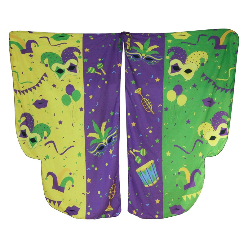 Ladies Mardi Gras Outfit Fashion Cloak and Headband 2 pcs Suit for Raucous Street Parties - Image 3
