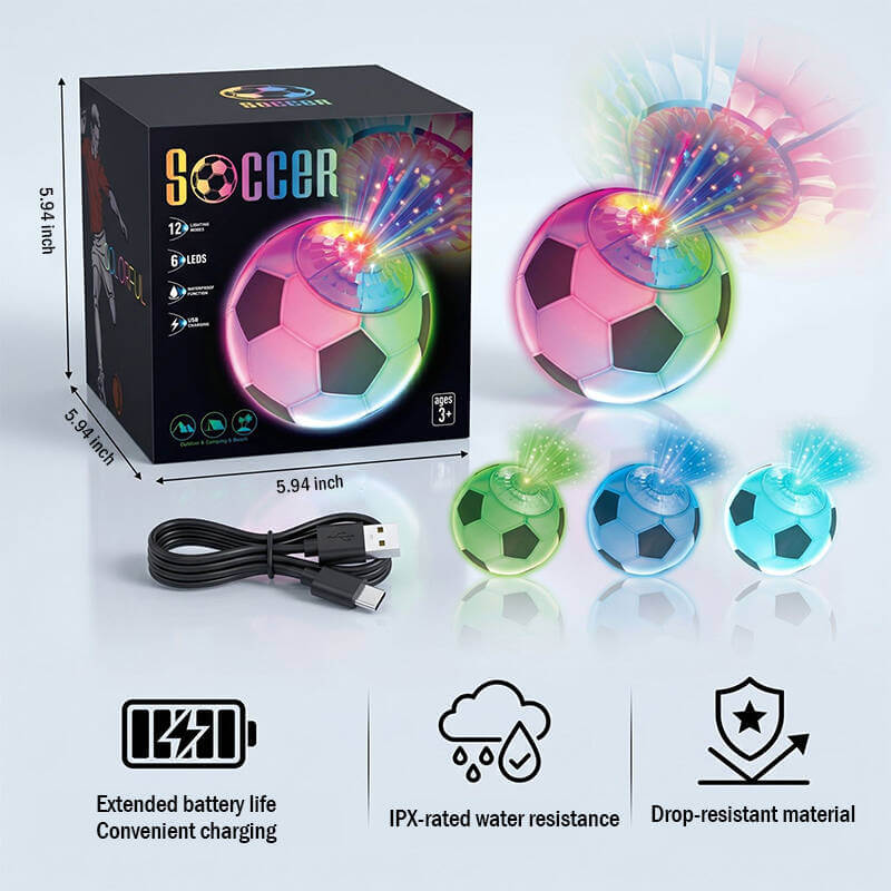 LED Glow Soccer Ball with 12 Colors and USB Charging Waterproof Football Toy for Kids 3+ - Image 6