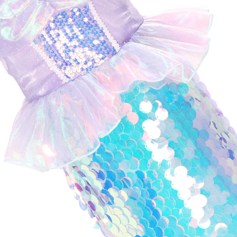 Kids Sequins Mermaid Dress Sea Princess Ariel Cosplay Costume Beach Vacation Dress Up - Image 5