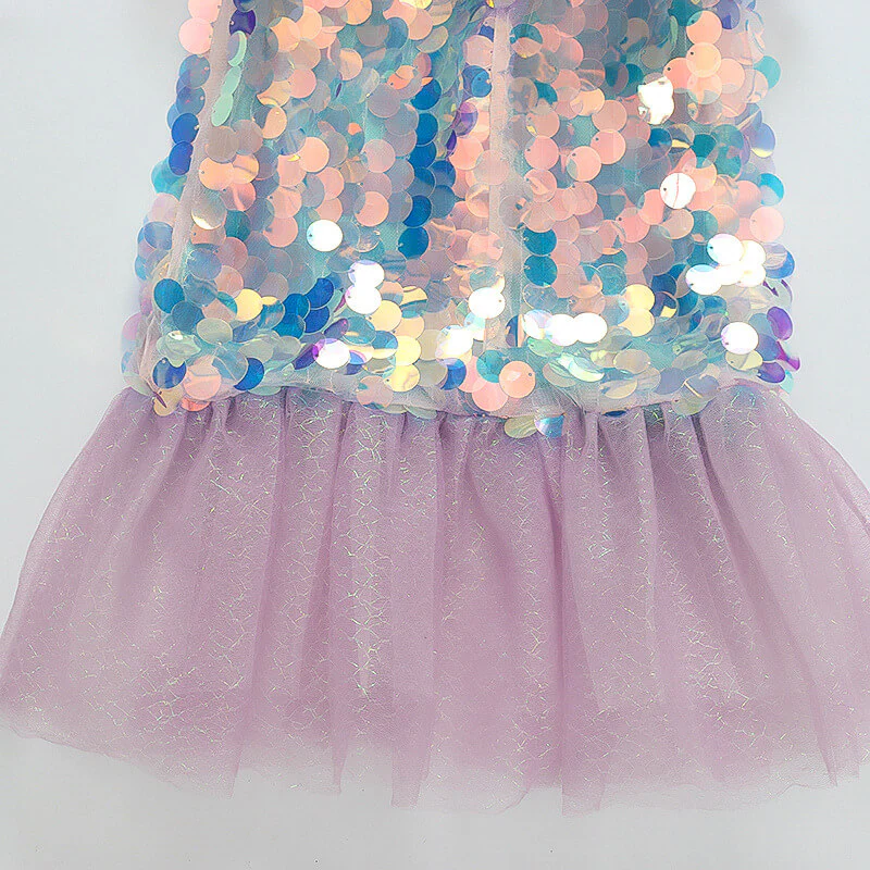 Kids Sequins Mermaid Dress Sea Princess Ariel Cosplay Costume Beach Vacation Dress Up - Image 6
