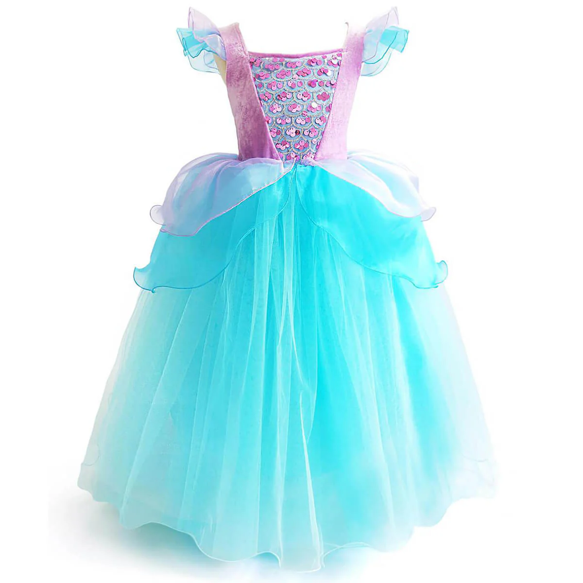 Girls Mermaid Princess Dress With Shiny Sequin Birthday Party Holiday Dress Up Costume - Image 2