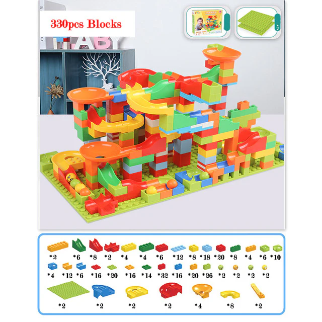 Block Play Building Blocks Set Funnel Slide Blocks DIY Bricks Toy Gift - Image 10