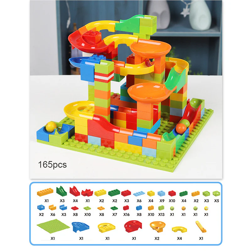 Block Play Building Blocks Set Funnel Slide Blocks DIY Bricks Toy Gift - Image 9