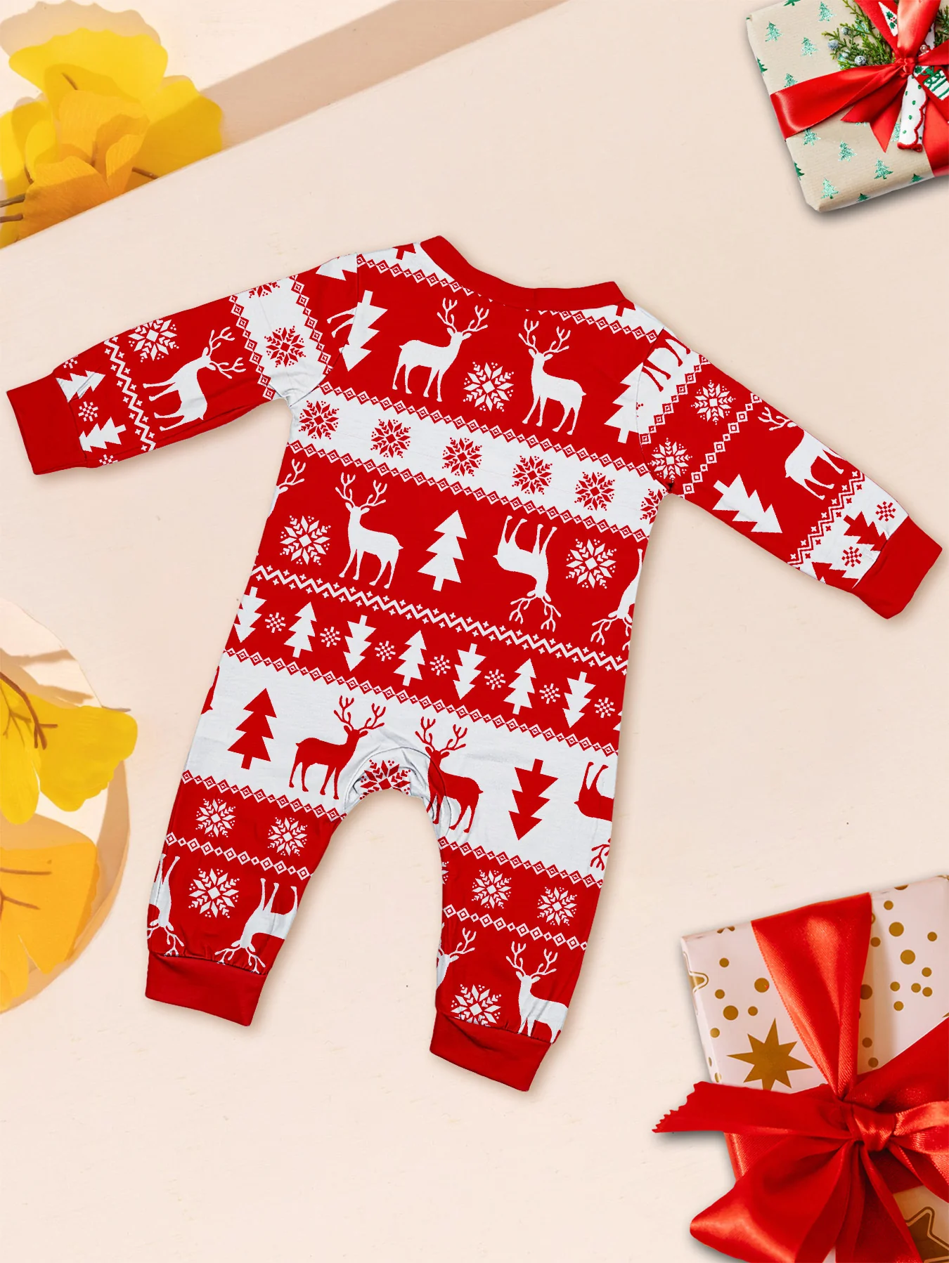 Matching Family Christmas Pajamas Red Festive Loungewear Causal Tops and Pants - Image 11