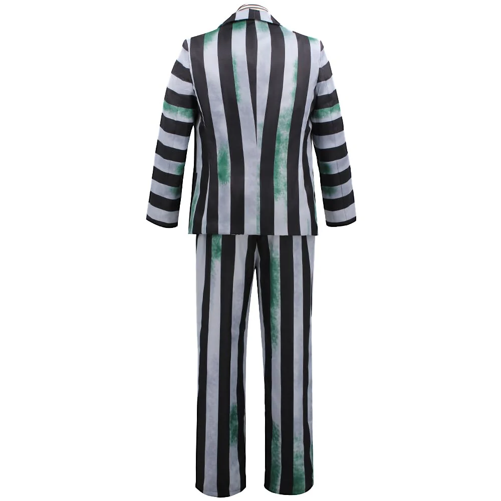 Men's Betelgeuse Costume Black and White Striped Suit Jacket Pants Shirts Outfit for Halloween Cosplay - Image 10
