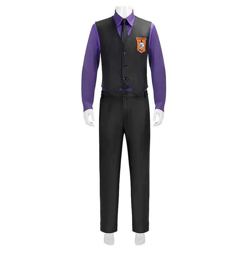 Mens FNAF Costume William Purple Uniform Set with Vest and Hat for Roleplay Events - Image 3