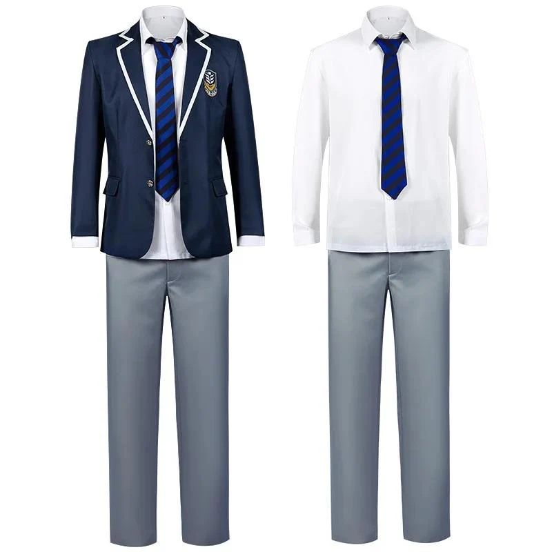 Mens Isagi School Uniform Blue Cosplay Costume Isagi Yoichi Halloween Carnival Outfit - Image 3