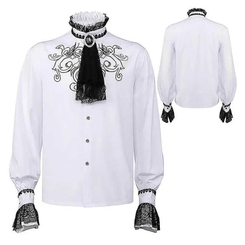 Mens Medieval Clothing Ruffle Pirate Shirt Steampunk Victorian Western Cowboy Costume - Image 3