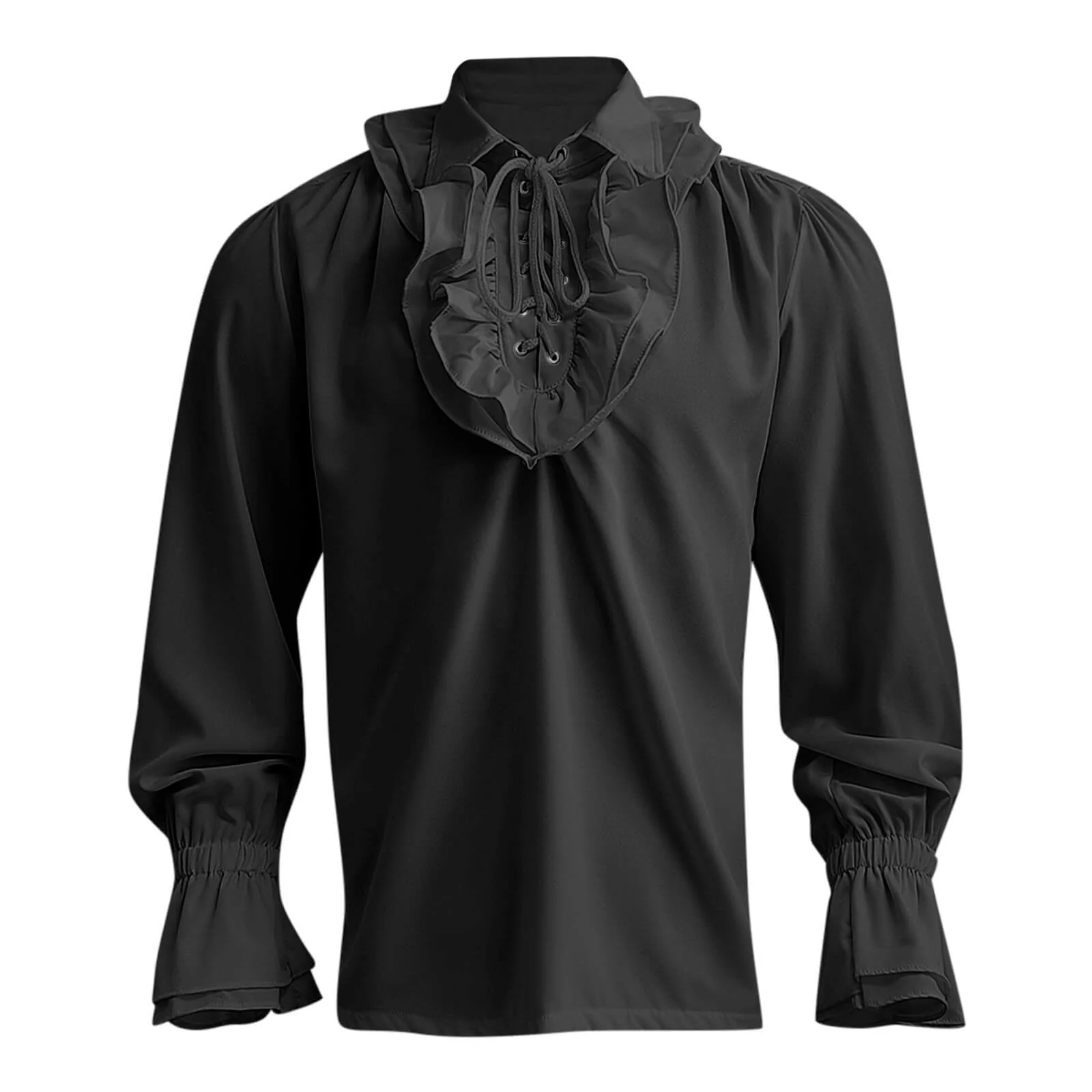 Mens Medieval Clothing Ruffle Pirate Shirt Steampunk Victorian Western Cowboy Costume - Image 4