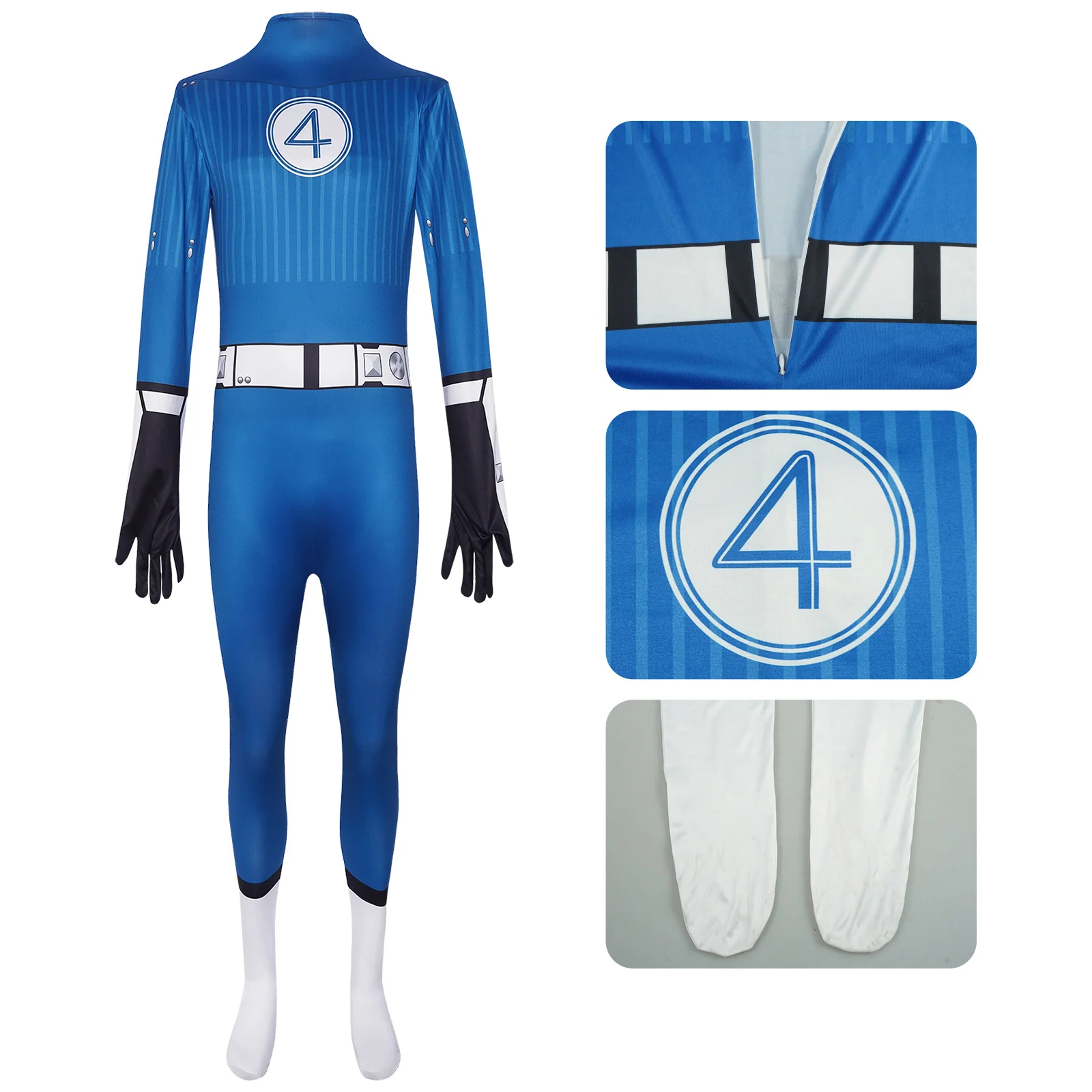 Mr Fantastic Costume Earth's Smartest Man Blue Jumpsuit Hero Suit for Kids Adults Cosplay - Image 6