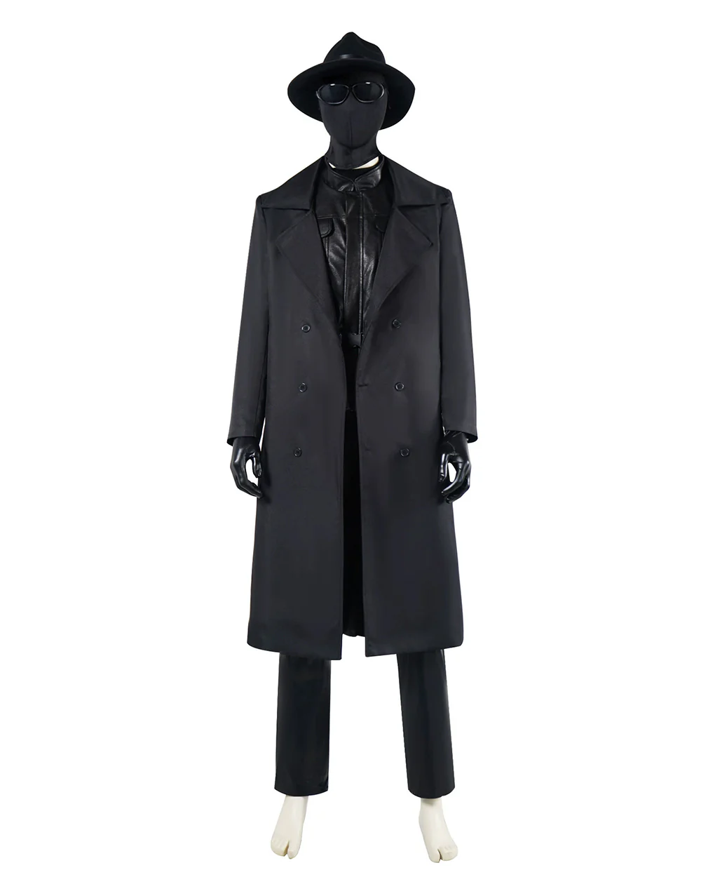Mens Retro Spider Detective Costume Black Hero Trench Coat with Helmet and Accessories for Cosplay - Image 6