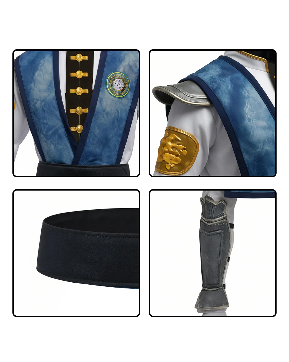 Men's Thunder God Costume Blue Warrior Suit with Iconic Bamboo Hat for Themed Gaming Events - Image 6