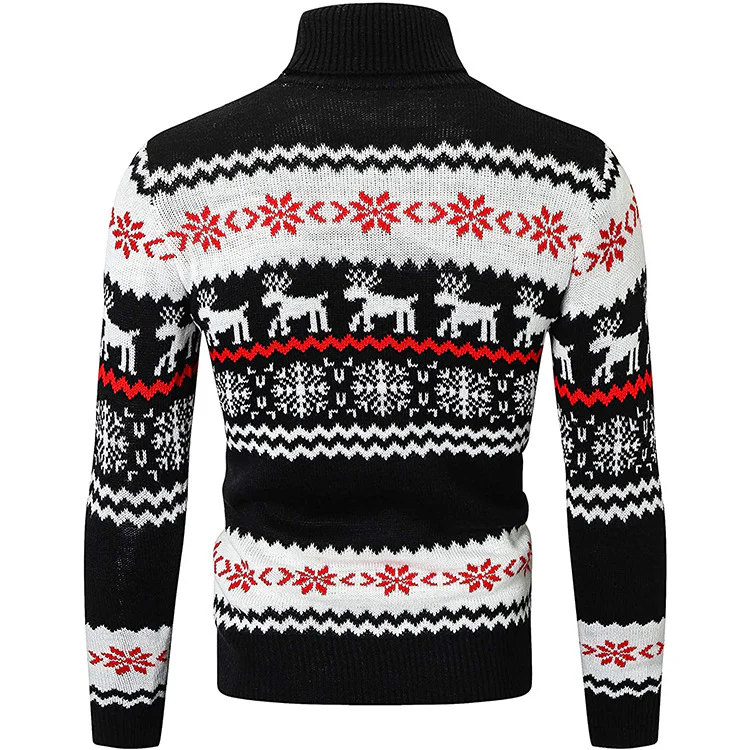 Men's Ugly Christmas Sweater Brothers Green Pullover Turtleneck Sweater - Image 10