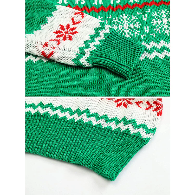 Men's Ugly Christmas Sweater Brothers Green Pullover Turtleneck Sweater - Image 6