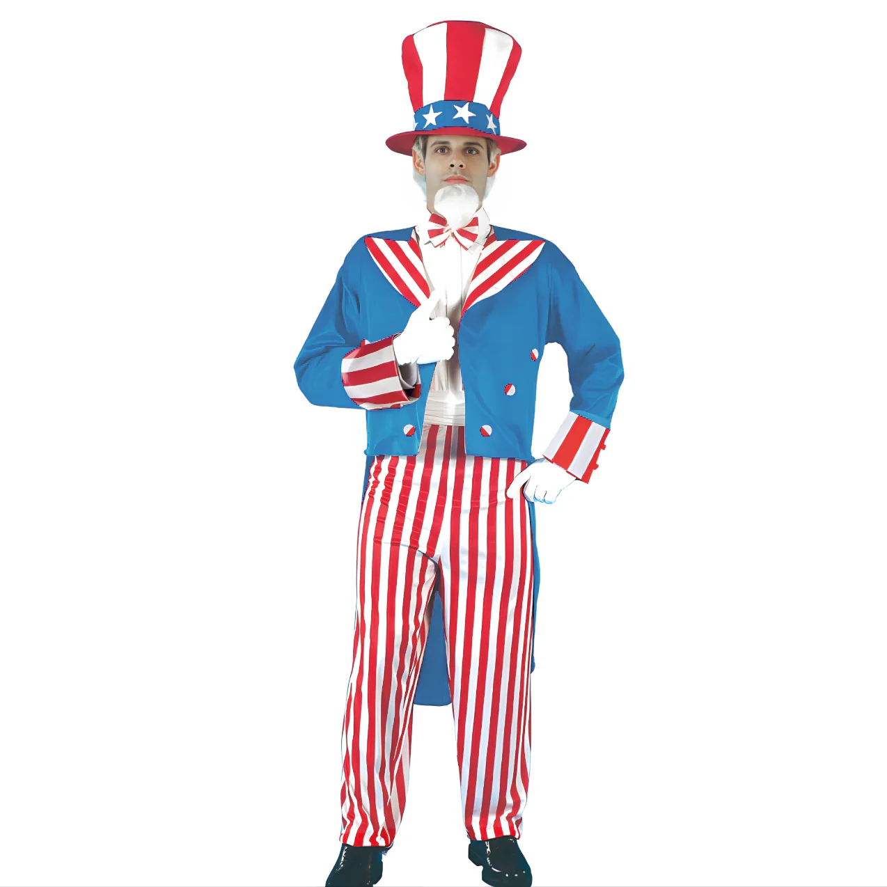 Mens Uncle Sam Costume 4th of July Outfit Tuxedo Pants and Shirt 3pcs Suit for Independence Day Parade - Image 2