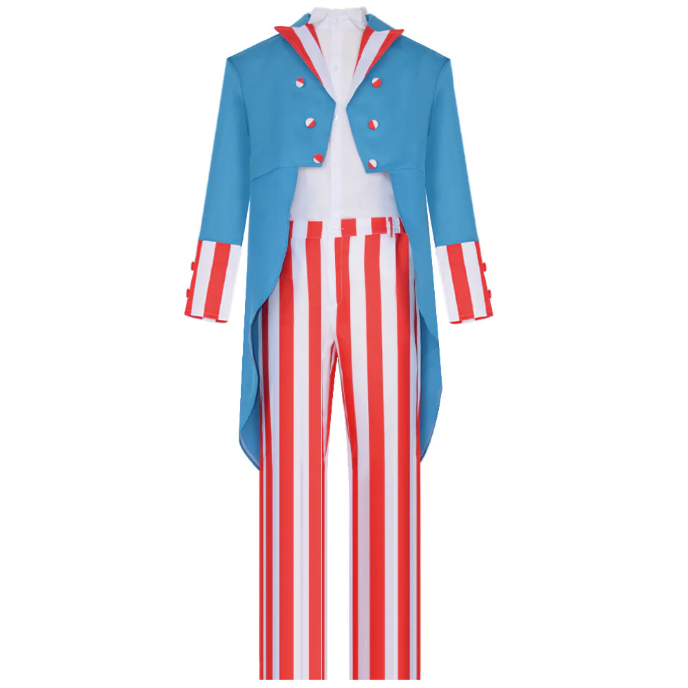 Mens Uncle Sam Costume 4th of July Outfit Tuxedo Pants and Shirt 3pcs Suit for Independence Day Parade - Image 3