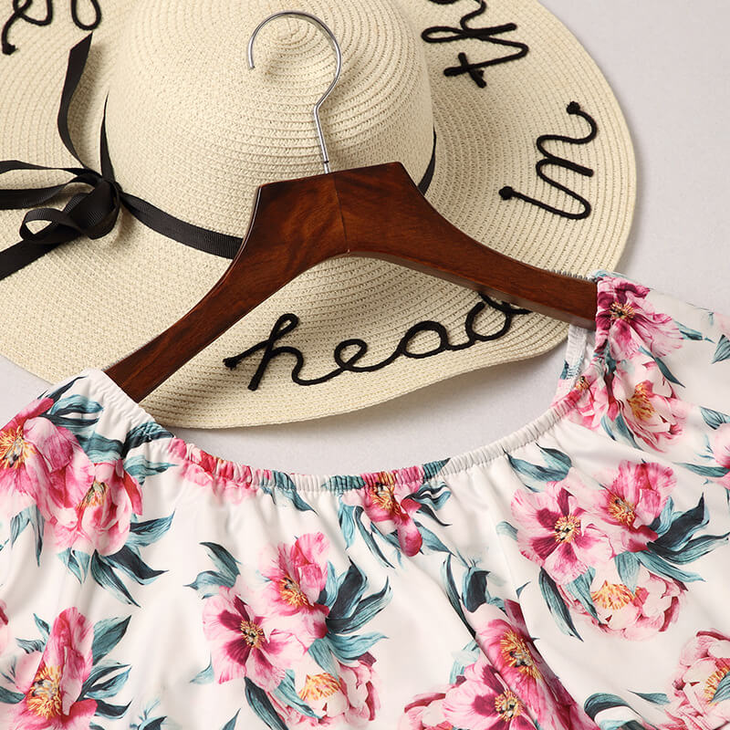 Mom and Daughter Dress Off Shoulder Ruffles Floral Mini Dress Vestido Mother and Daughter Clothes - Image 3