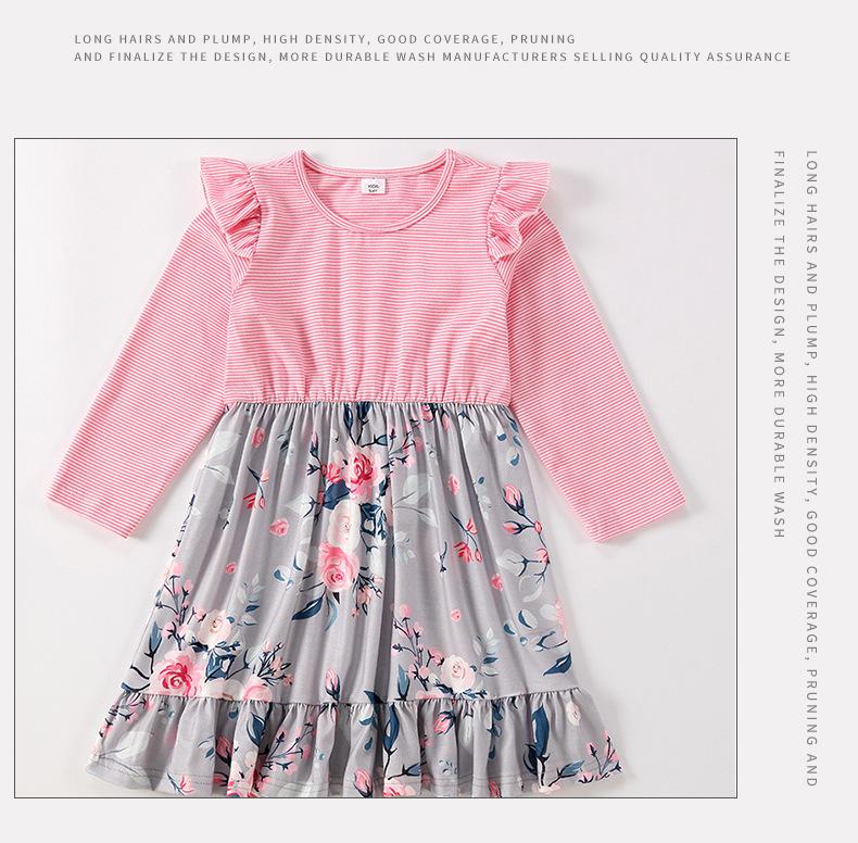 Mommy and Me Casual Dress Baby Grils Adult Long Sleeve Pink Flower Dress - Image 2