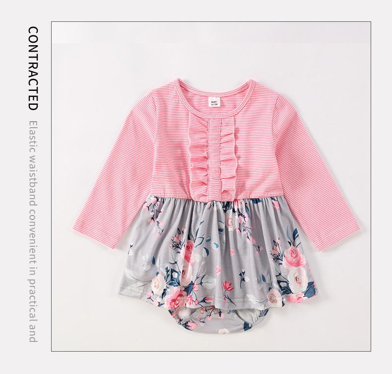 Mommy and Me Casual Dress Baby Grils Adult Long Sleeve Pink Flower Dress - Image 3