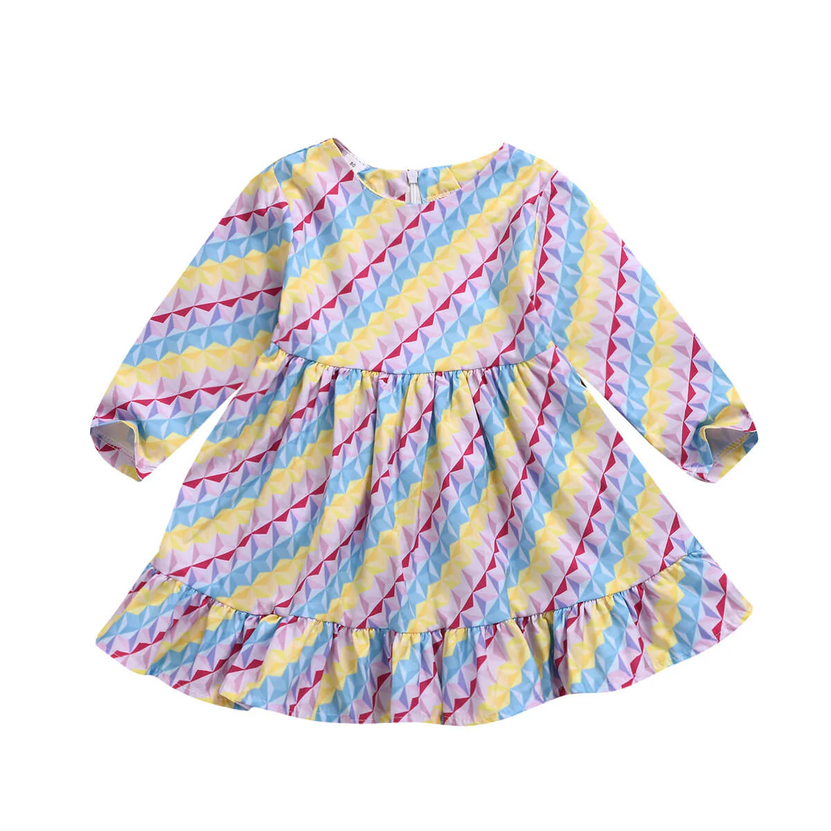 Mommy and Me-Mother Daughter Family Matching Rainbow Dress Striped Ruffles Dresses - Image 2
