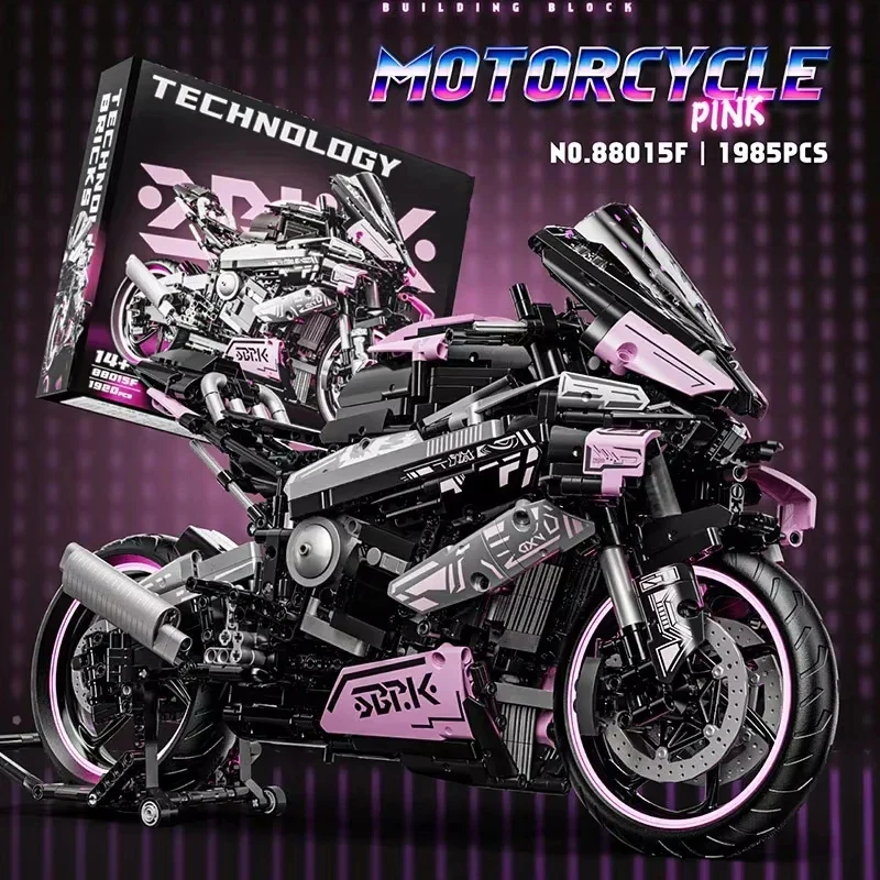 Motorcycle Building Blocks Kit Racing Motorcycle Model Desk Ornament for Kids and Adults - Image 2
