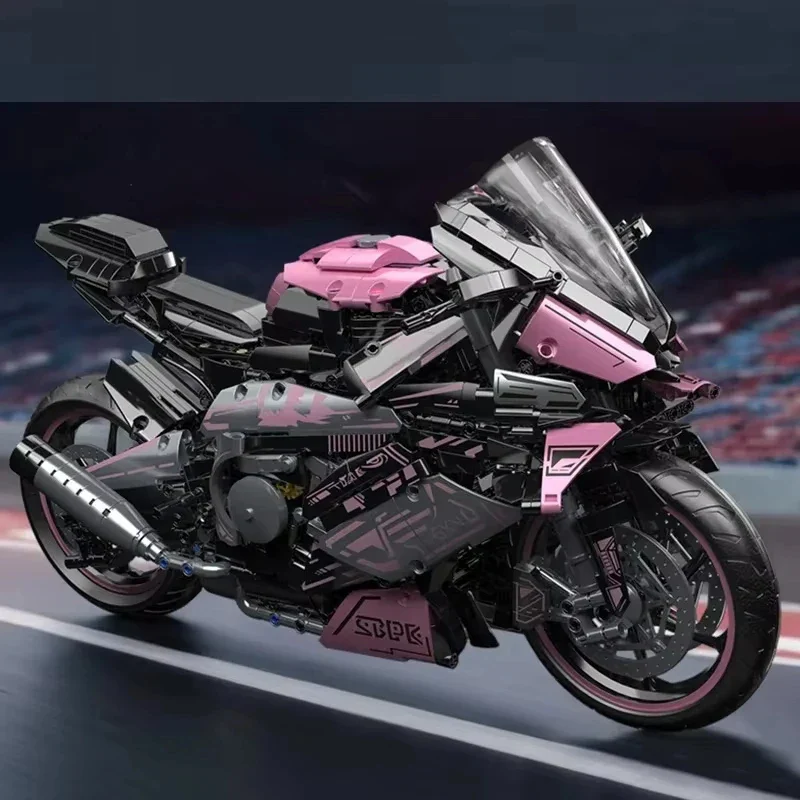Motorcycle Building Blocks Kit Racing Motorcycle Model Desk Ornament for Kids and Adults - Image 5