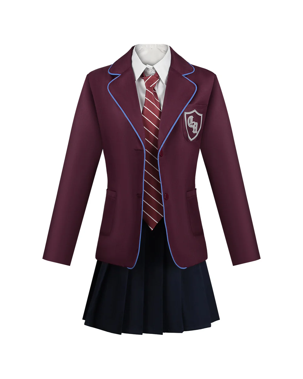 Musical Theater School Uniform Burgundy Blazer Pleated Skirt Shirt and Tie for Bookworm Fans - Image 4
