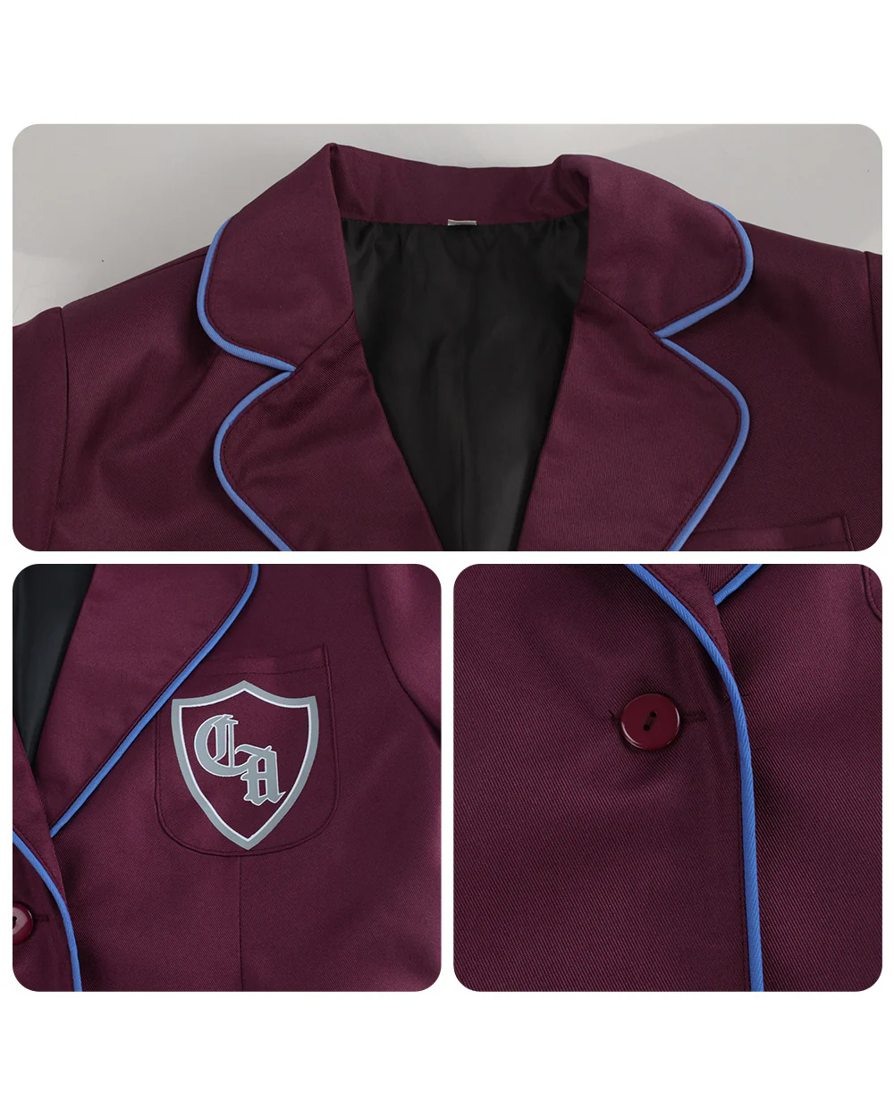 Musical Theater School Uniform Burgundy Blazer Pleated Skirt Shirt and Tie for Bookworm Fans - Image 7