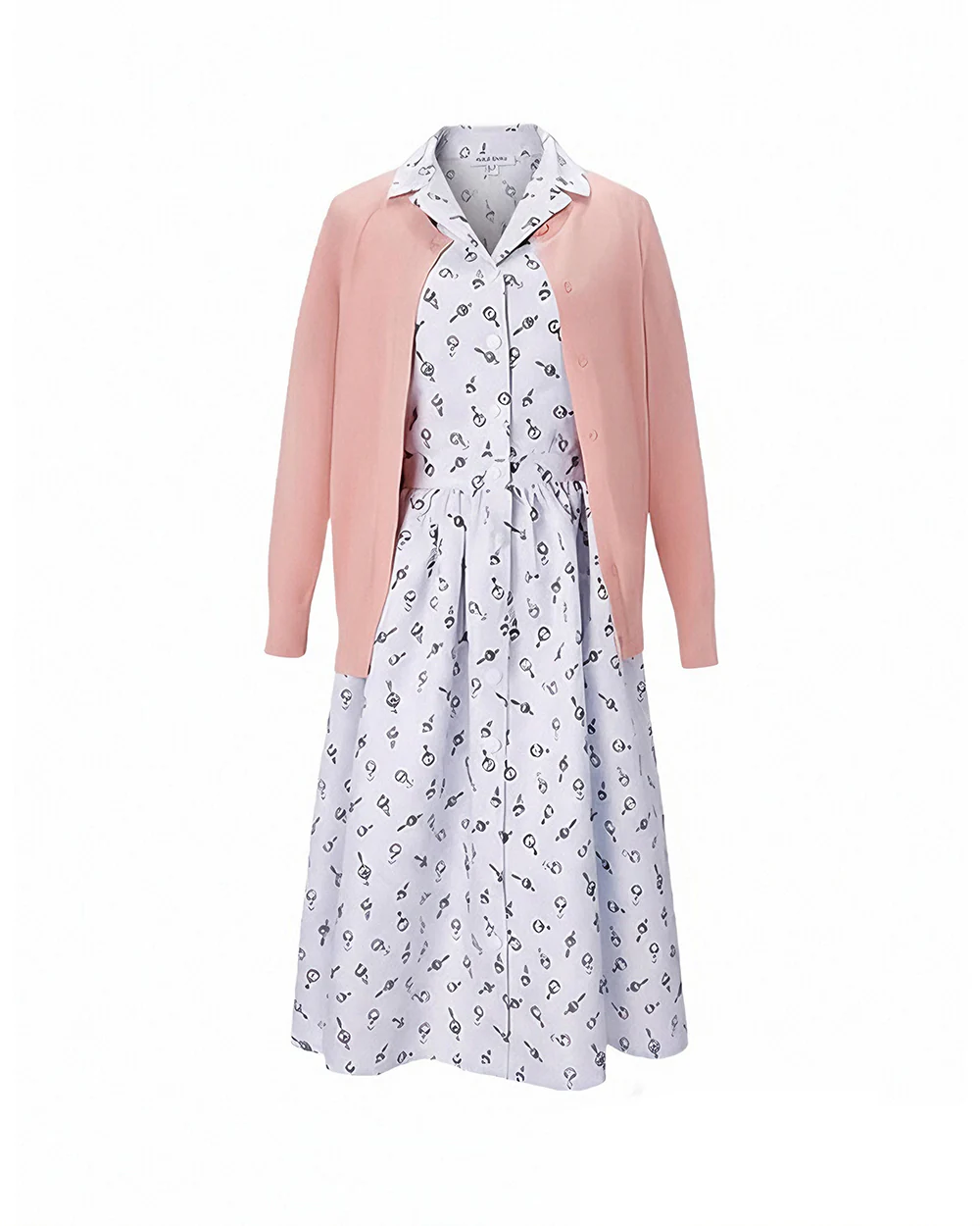 Musical Theater Teacher Costume Pink Cardigan and Floral Dress 2pcs Set for World Book Day - Image 7