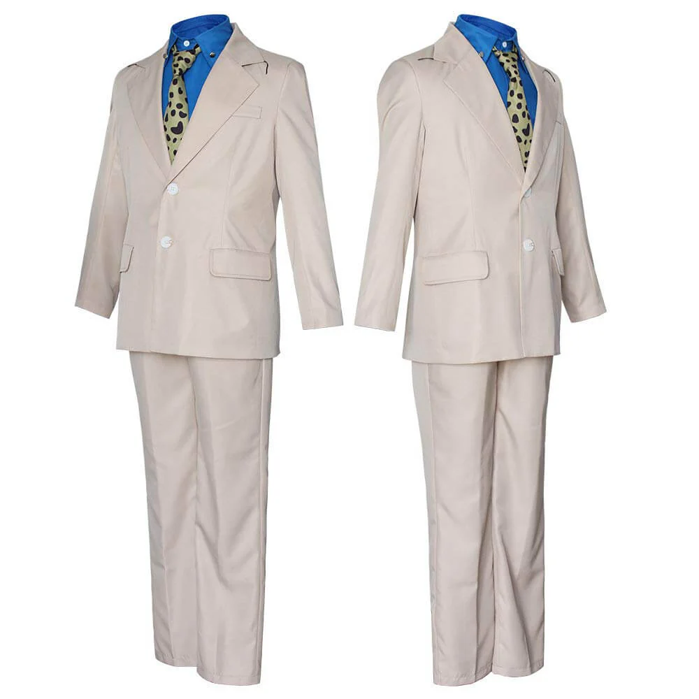 Nanami Costume Sorcerer Suit Set with Blue Shirt Leopard Tie and Leather Shoulder Harness - Image 4