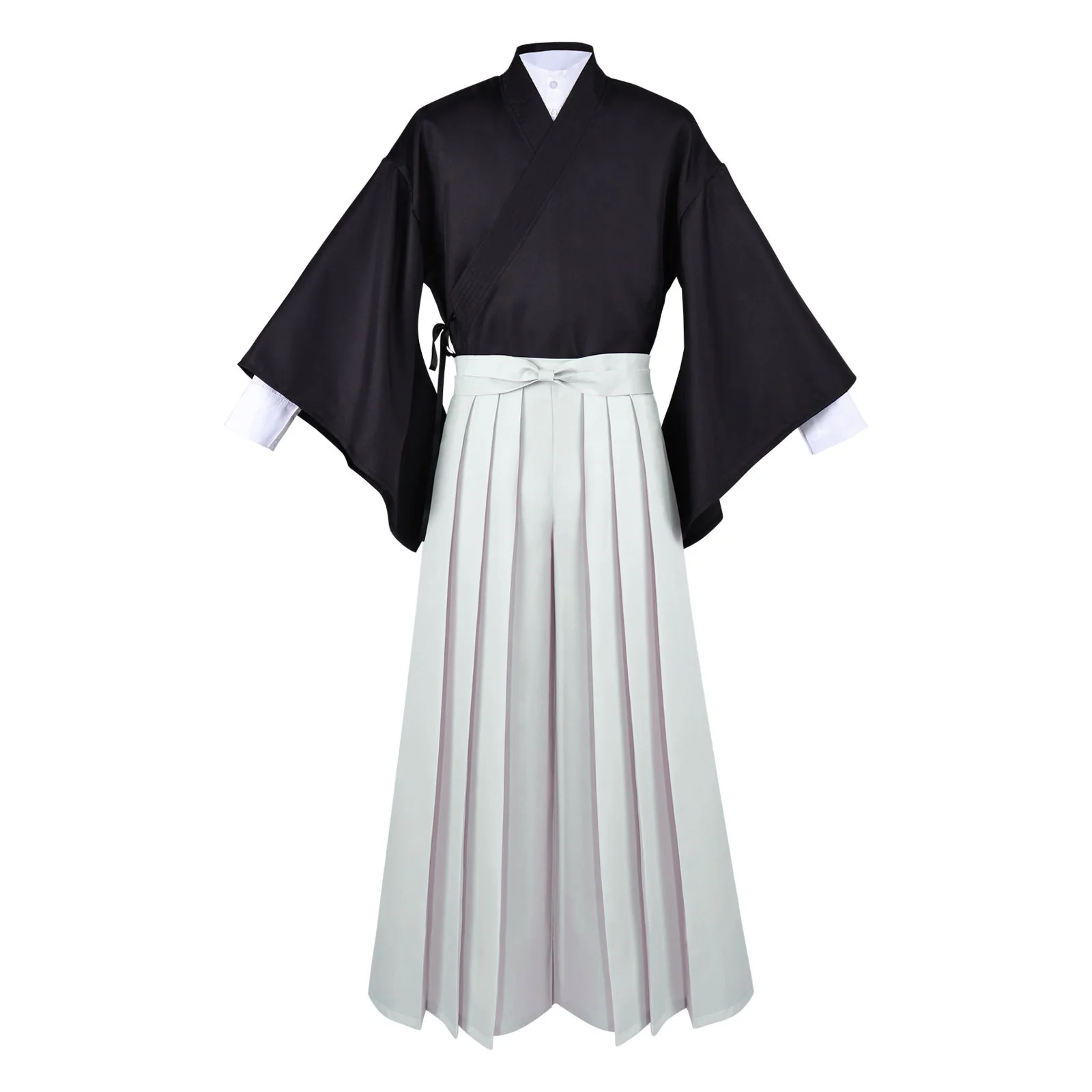 Naoya Costume Black Kimono Outerwear with Pleated Culottes Full Cosplay Set - Image 4
