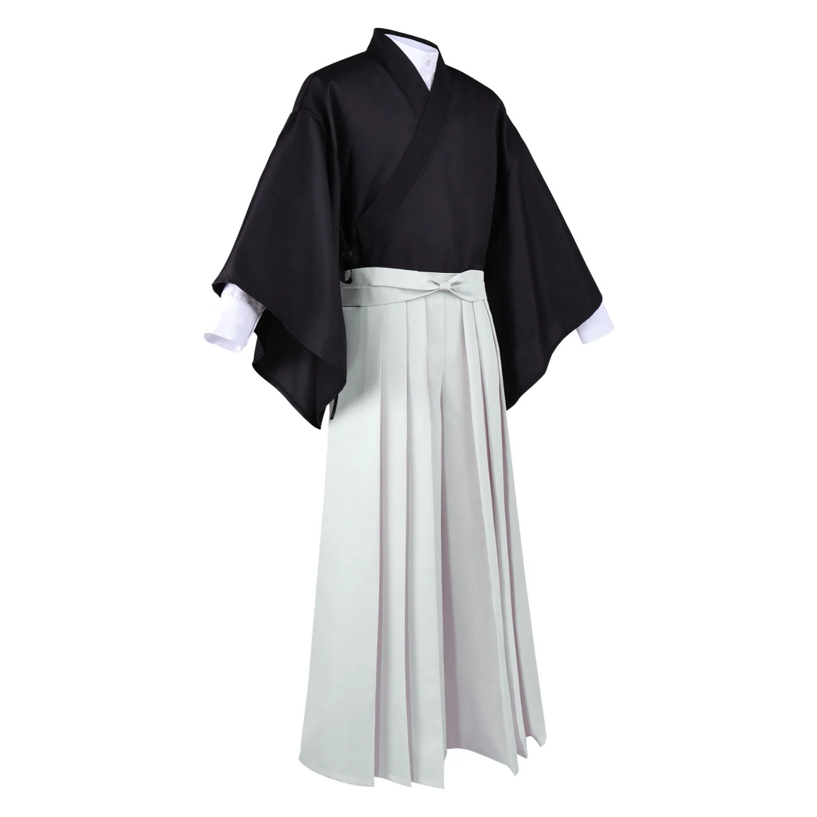 Naoya Costume Black Kimono Outerwear with Pleated Culottes Full Cosplay Set - Image 5