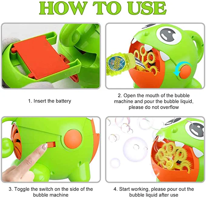 Kids Bubble Toy Little Monster Bubble Maker Automatic Rechargeable Bubble Toy Protable - Image 7