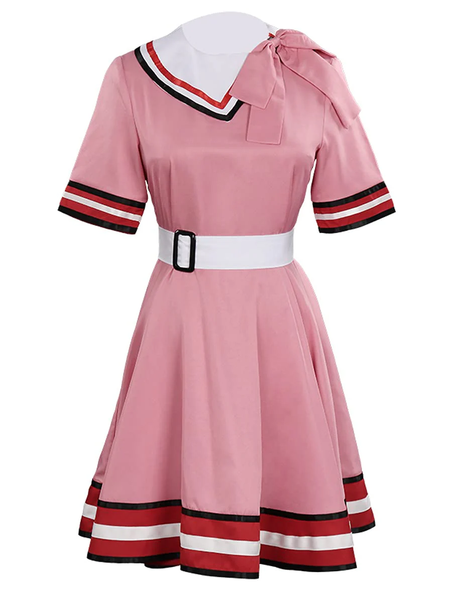 Nezuko Cosplay Costume Pink Summer Dress with Hat The Chosen Demon Nezuko Halloween Outfit - Image 2