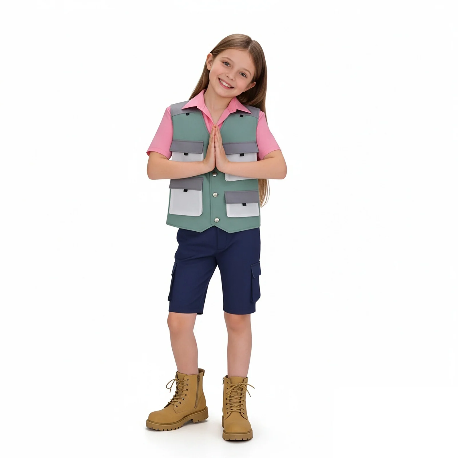 Nibbles Costume Cute Beaver Outfit Pink Shirt Vest Shorts 3pcs Suit for Cosplay - Image 2