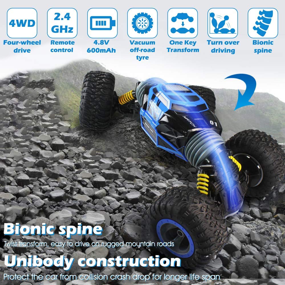 RC Twist Rock Crawler Car 4WD Transform 15 Km/h All Terrains Remote Control Toy Stunt Cars - Image 10