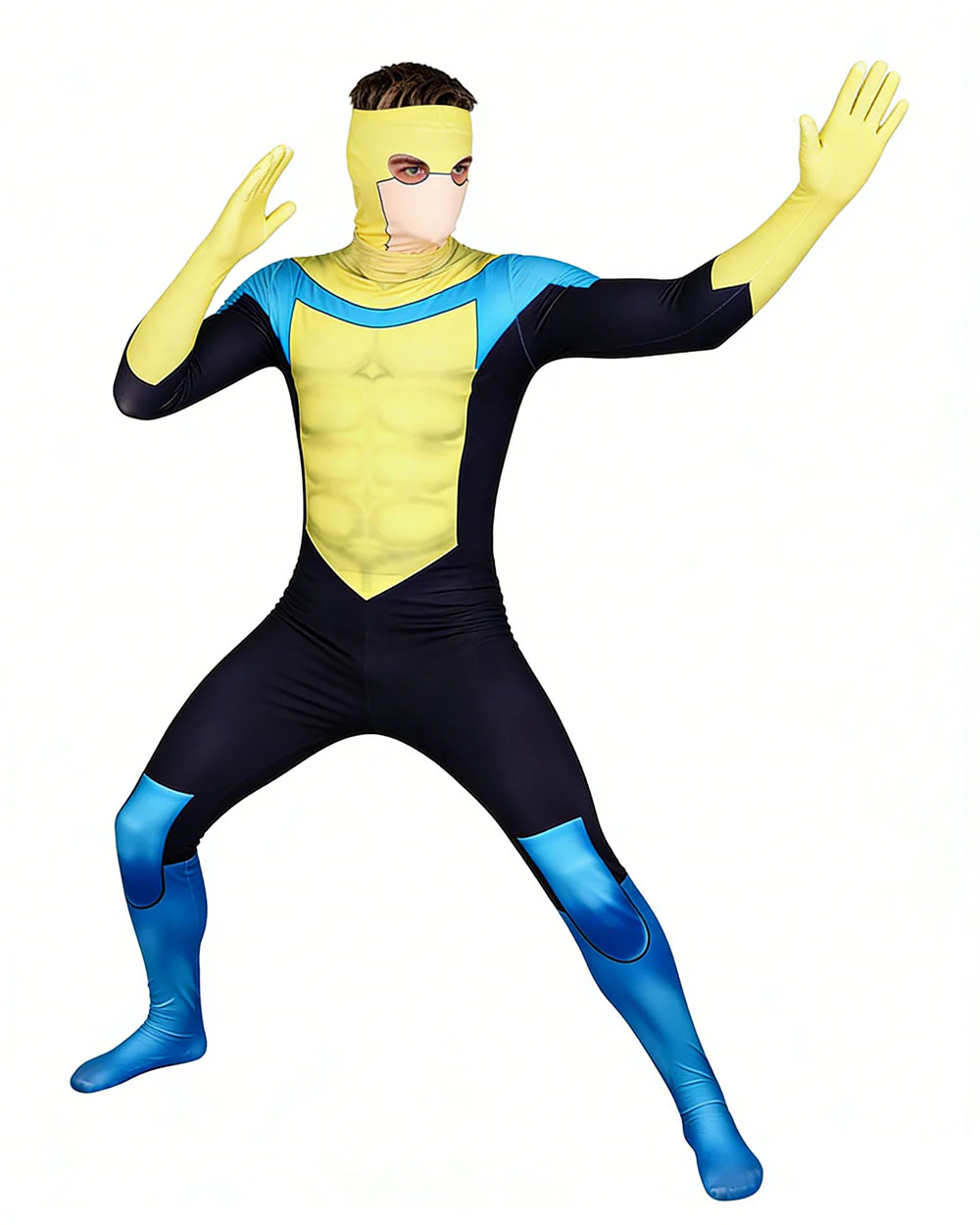 Super Hero Cosplay Costume Jumpsuit with Cape and Mask for Comic Con Party - Image 13