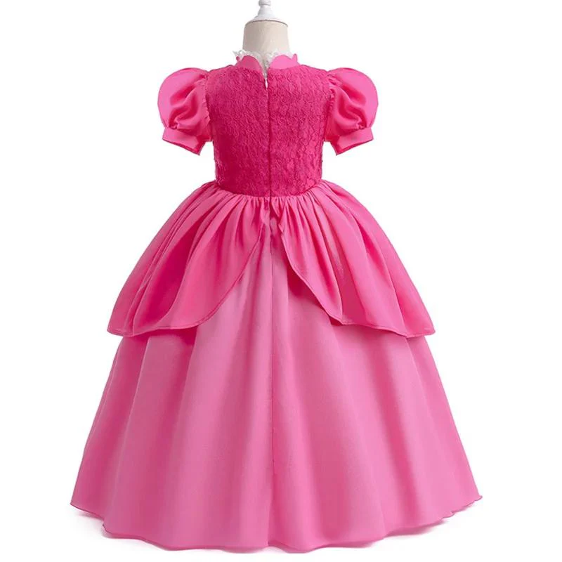 Light-up Pink Princess Gown with Magical Crown Wand Gloves and Earrings for Birthday Party - Image 11