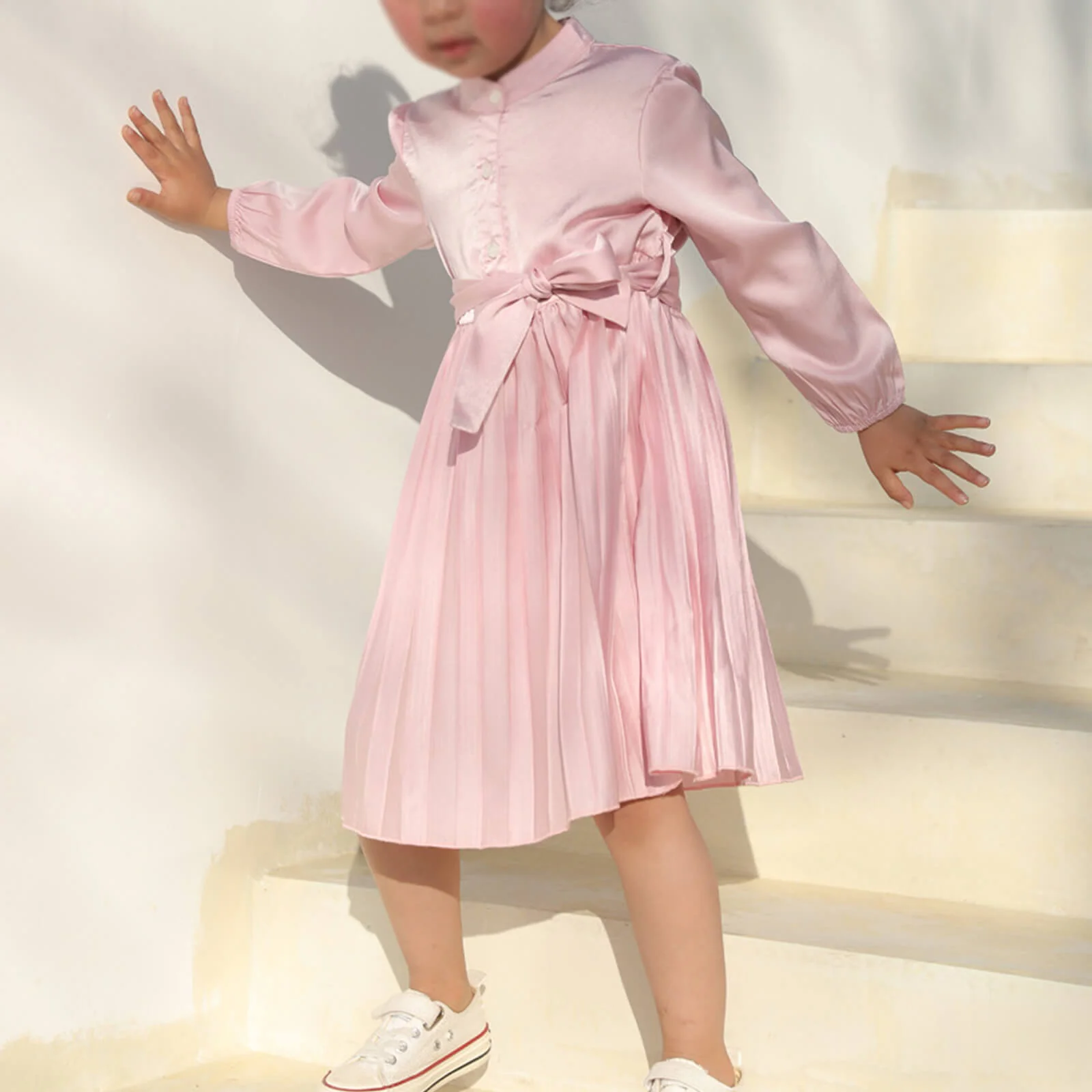 Pink Mommy and Me Dress Long Sleeve Elagant Matching Outfits - Image 3