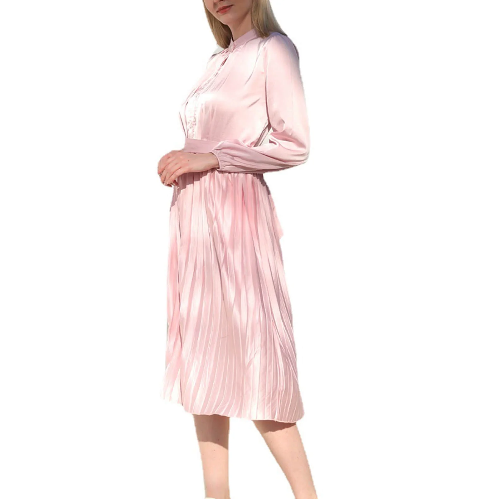 Pink Mommy and Me Dress Long Sleeve Elagant Matching Outfits - Image 4