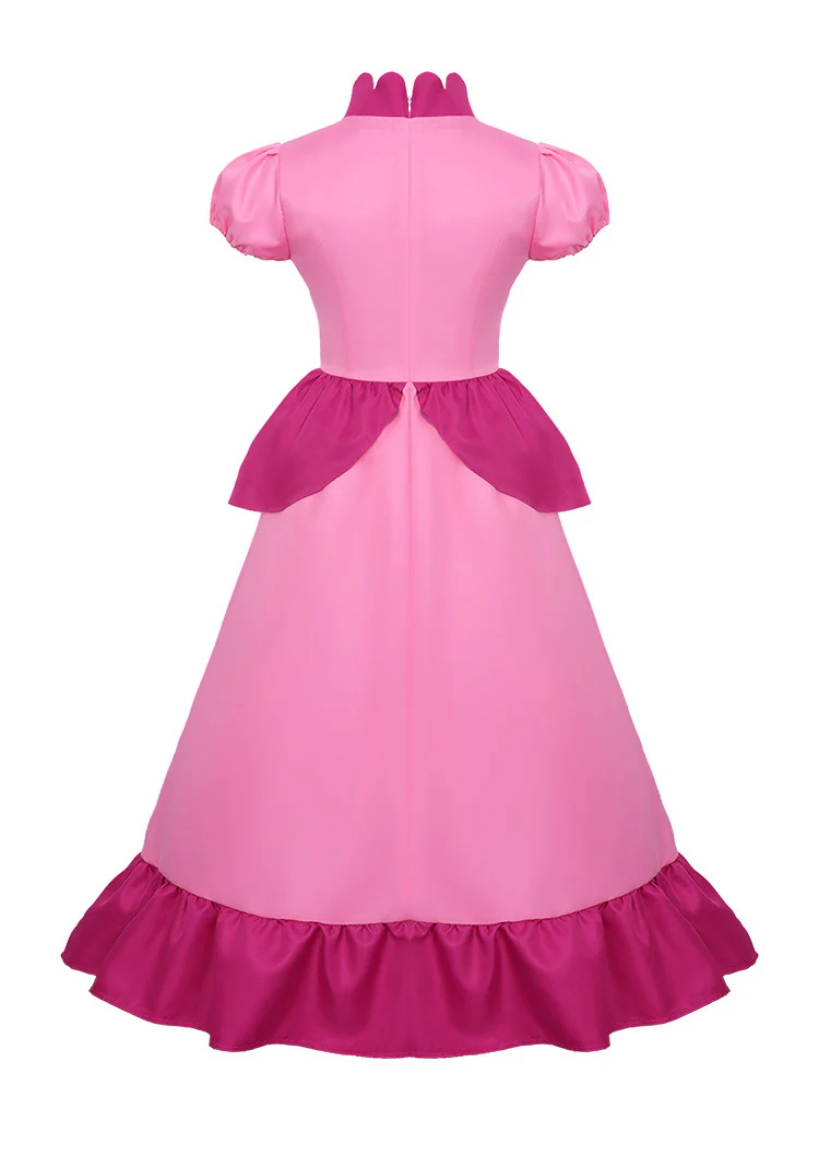 Pink Princess Cosplay Costume Set Dress with Crown Earrings Brooch and Long Gloves - Image 8