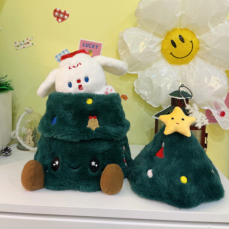 Plush Christmas Tree Doll with Movable Dog Doll Stuffed Animal Hide-and-Seek Interactive Toy Holiday Gift - Image 3