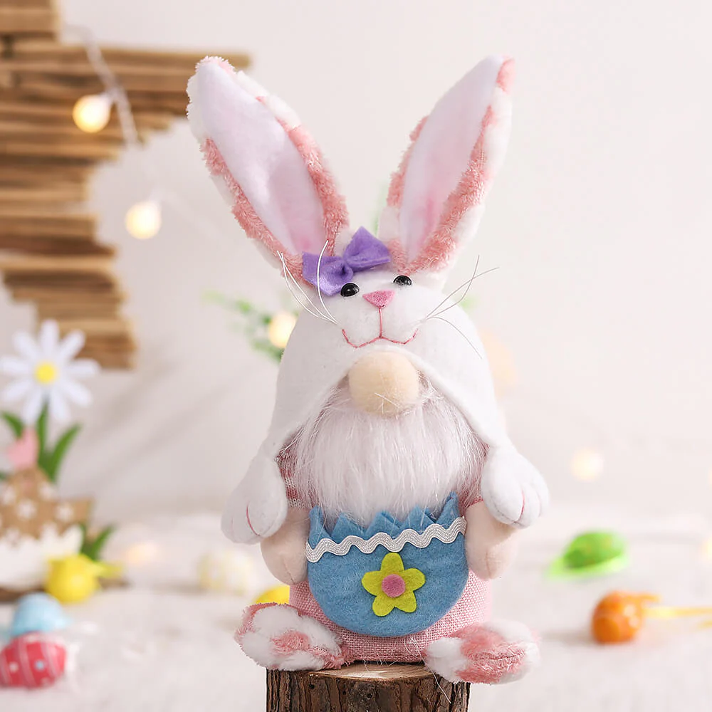 Plush Easter Gnome Bunny Cute Rabbit with Carrot Egg for Home Decoration Funny Easter Plush Doll - Image 3