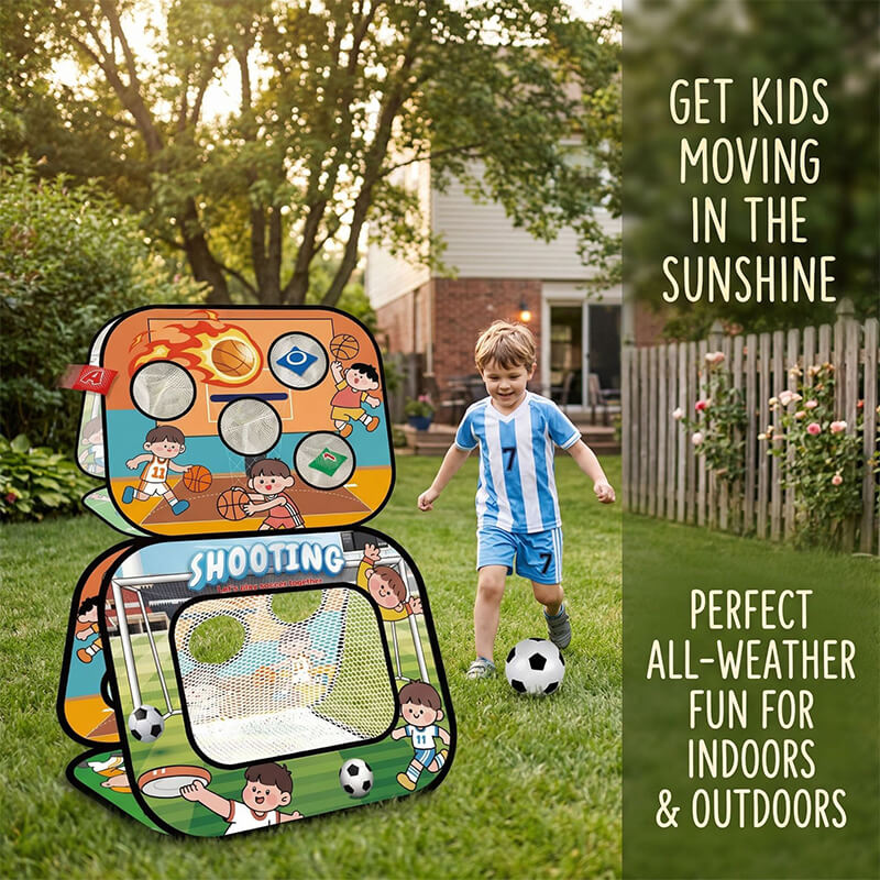 Portable 4-in-1 Soccer Goals Set Foldable Throwing Game Board for Kids 3+ Indoor & Outdoor Toy - Image 3