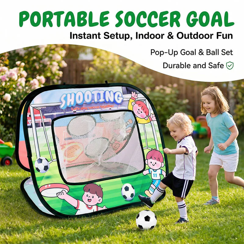 Portable 4-in-1 Soccer Goals Set Foldable Throwing Game Board for Kids 3+ Indoor & Outdoor Toy - Image 4