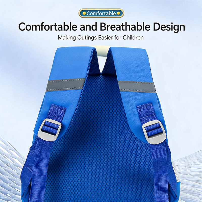 Preschool Backpack Cartoon Dino Schoolbag with Reflective Strip and Detachable Front Pouch - Image 3