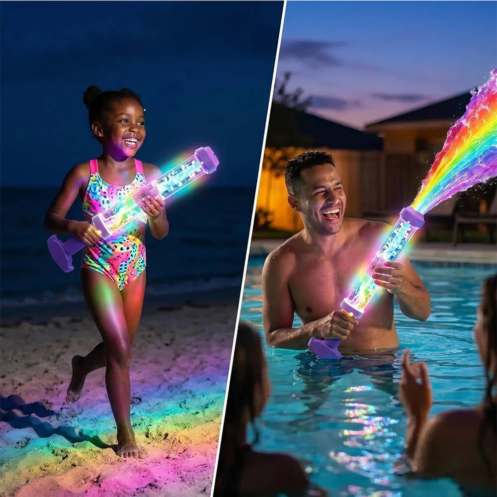 Water Gun Rainbow LED Water Blaster with Remote Control Summer Water Toy for Day and Night Outdoor Play - Image 6