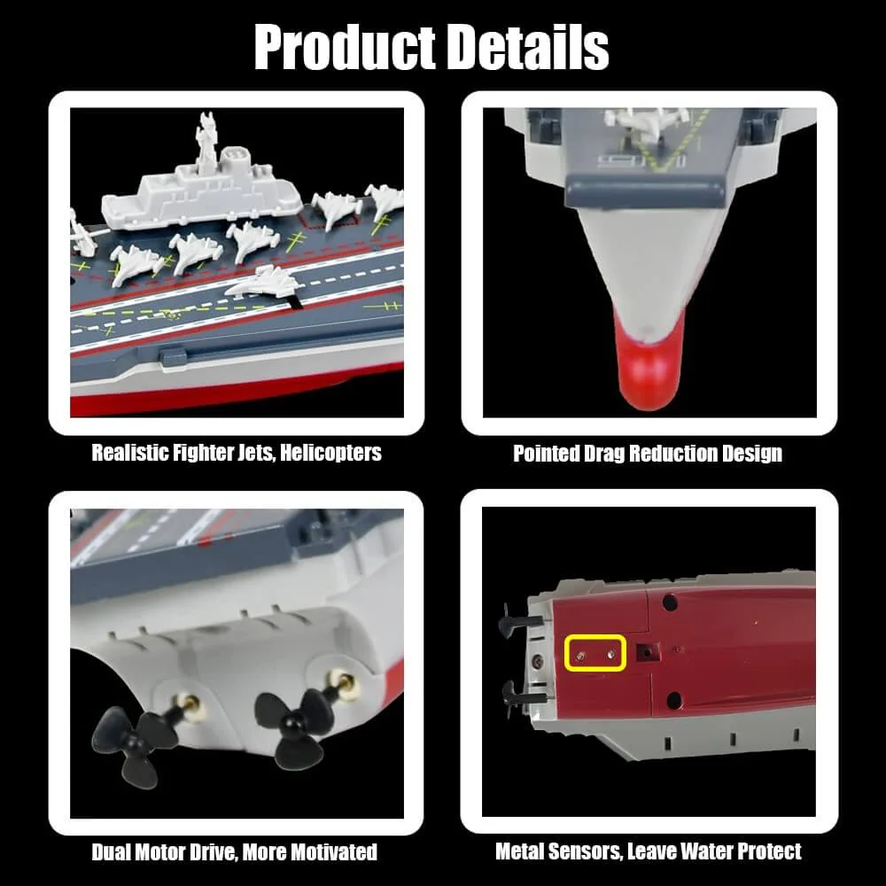 RC Aircraft Carrier Remote Control Battleship Model Warship Cruiser Electric Waterproof Boat Toy Gift - Image 4