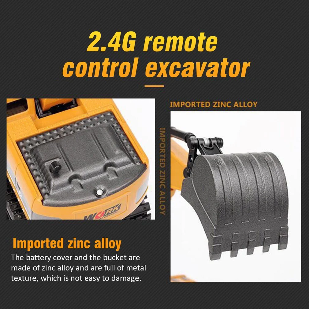 RC Excavator Toy 2.4G Remote Control Engineering Car With Light For Boys - Image 3